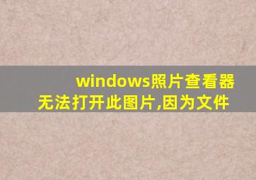 windows照片查看器无法打开此图片,因为文件