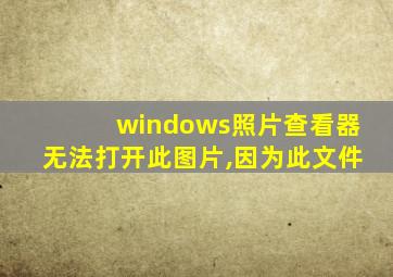 windows照片查看器无法打开此图片,因为此文件