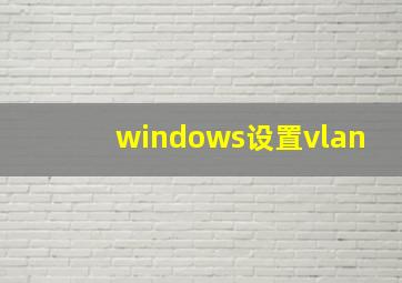 windows设置vlan