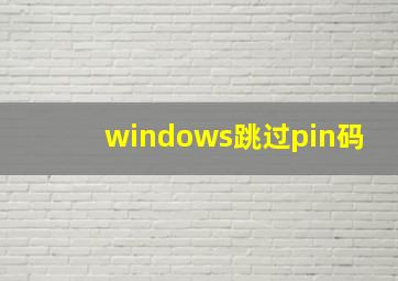 windows跳过pin码