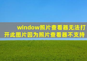 window照片查看器无法打开此图片因为照片查看器不支持