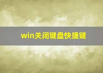 win关闭键盘快捷键