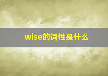 wise的词性是什么