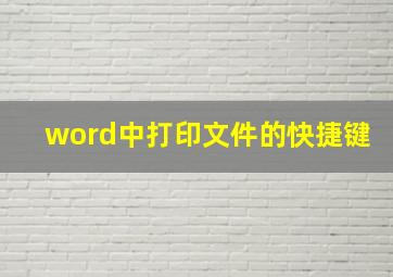 word中打印文件的快捷键