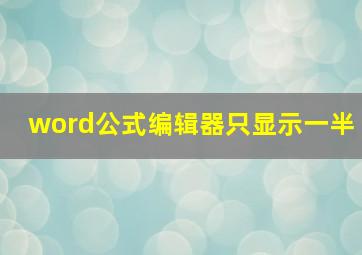 word公式编辑器只显示一半