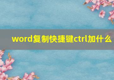 word复制快捷键ctrl加什么