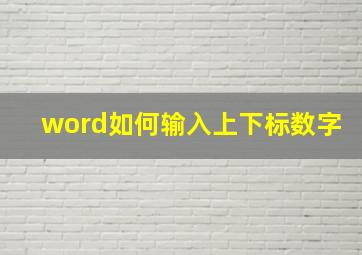 word如何输入上下标数字