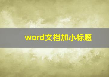 word文档加小标题