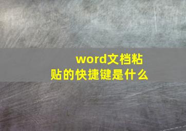 word文档粘贴的快捷键是什么