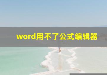 word用不了公式编辑器