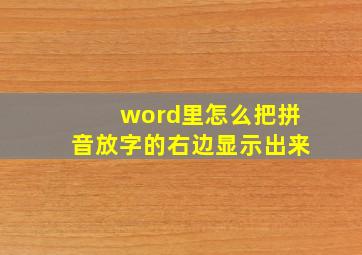 word里怎么把拼音放字的右边显示出来