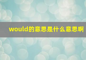 would的意思是什么意思啊