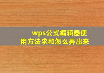 wps公式编辑器使用方法求和怎么弄出来