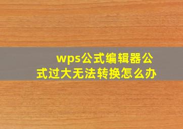 wps公式编辑器公式过大无法转换怎么办