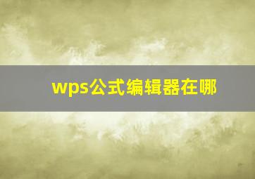 wps公式编辑器在哪