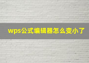 wps公式编辑器怎么变小了