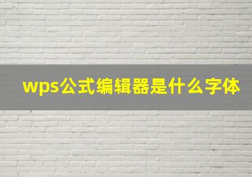 wps公式编辑器是什么字体