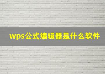 wps公式编辑器是什么软件