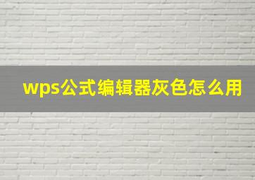 wps公式编辑器灰色怎么用