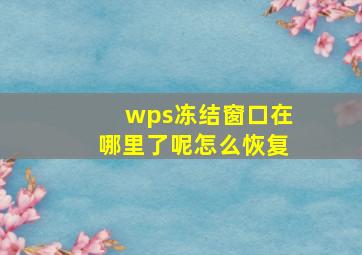 wps冻结窗口在哪里了呢怎么恢复