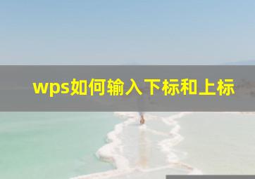 wps如何输入下标和上标