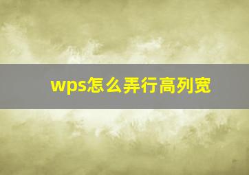 wps怎么弄行高列宽