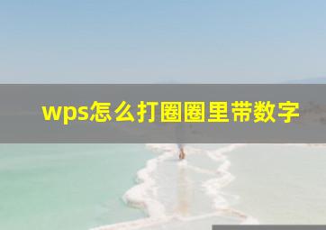 wps怎么打圈圈里带数字