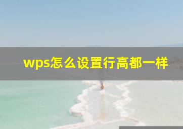 wps怎么设置行高都一样