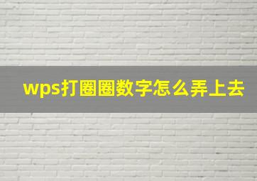 wps打圈圈数字怎么弄上去