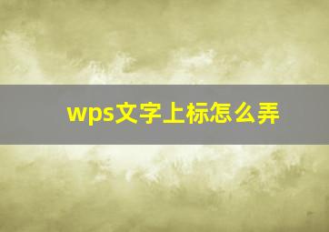 wps文字上标怎么弄