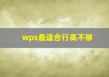 wps最适合行高不够