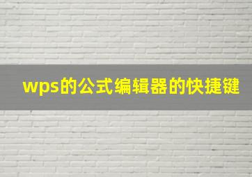 wps的公式编辑器的快捷键