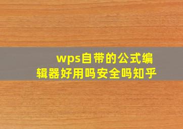 wps自带的公式编辑器好用吗安全吗知乎