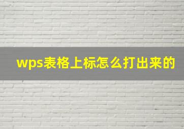 wps表格上标怎么打出来的