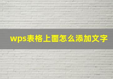 wps表格上面怎么添加文字