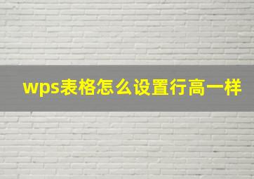 wps表格怎么设置行高一样