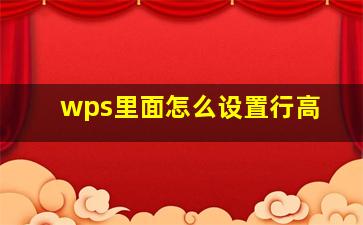 wps里面怎么设置行高