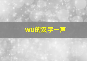 wu的汉字一声