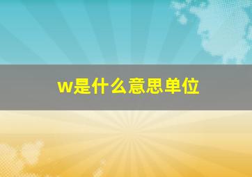 w是什么意思单位