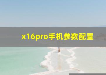 x16pro手机参数配置