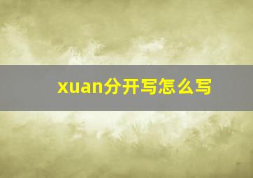 xuan分开写怎么写