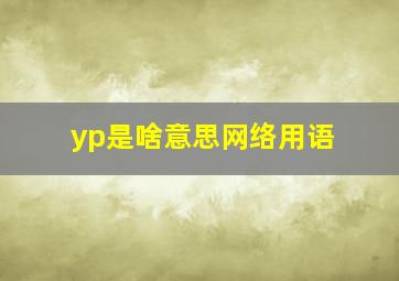 yp是啥意思网络用语