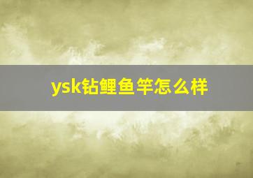 ysk钻鲤鱼竿怎么样