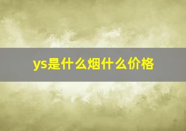 ys是什么烟什么价格