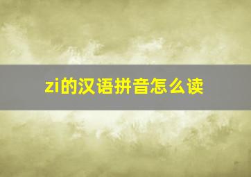 zi的汉语拼音怎么读