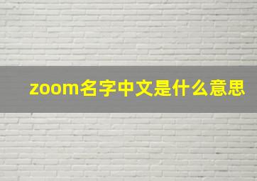 zoom名字中文是什么意思