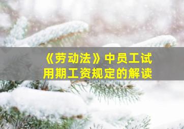 《劳动法》中员工试用期工资规定的解读