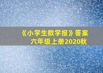 《小学生数学报》答案六年级上册2020秋