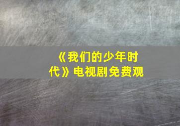 《我们的少年时代》电视剧免费观