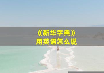 《新华字典》用英语怎么说